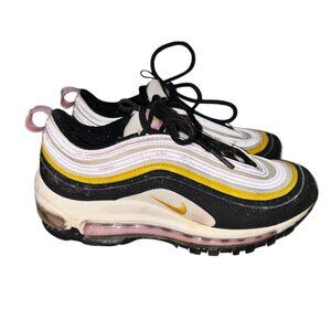 Girl's Youth Nike Air 97 Reflective Sneakers Black, Pink, & Yellow Sz 4